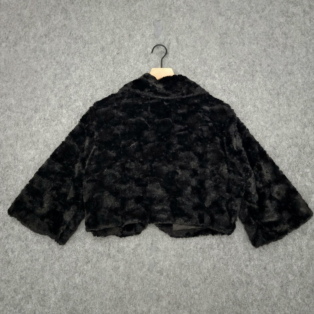 Haani Faux Fur Jacket Womens 2X Black Soft‎ Plush Evening Cropped Coat Bolero - Picture 2 of 10